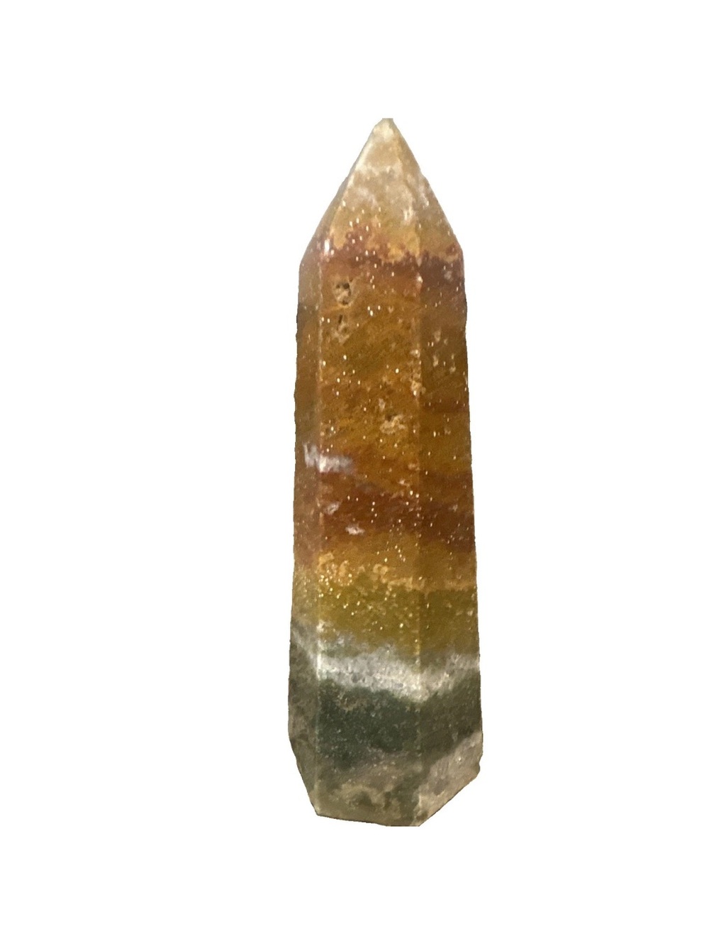 Ocean Jasper Multi-Tone Crystal Point - Green, Yellow, Brown